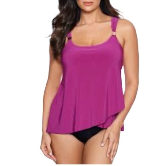 Miraclesuit Tankini Framboise Pink Dazzle Scoop Neck Underwire Swim NEW Size 10 - Picture 1 of 10